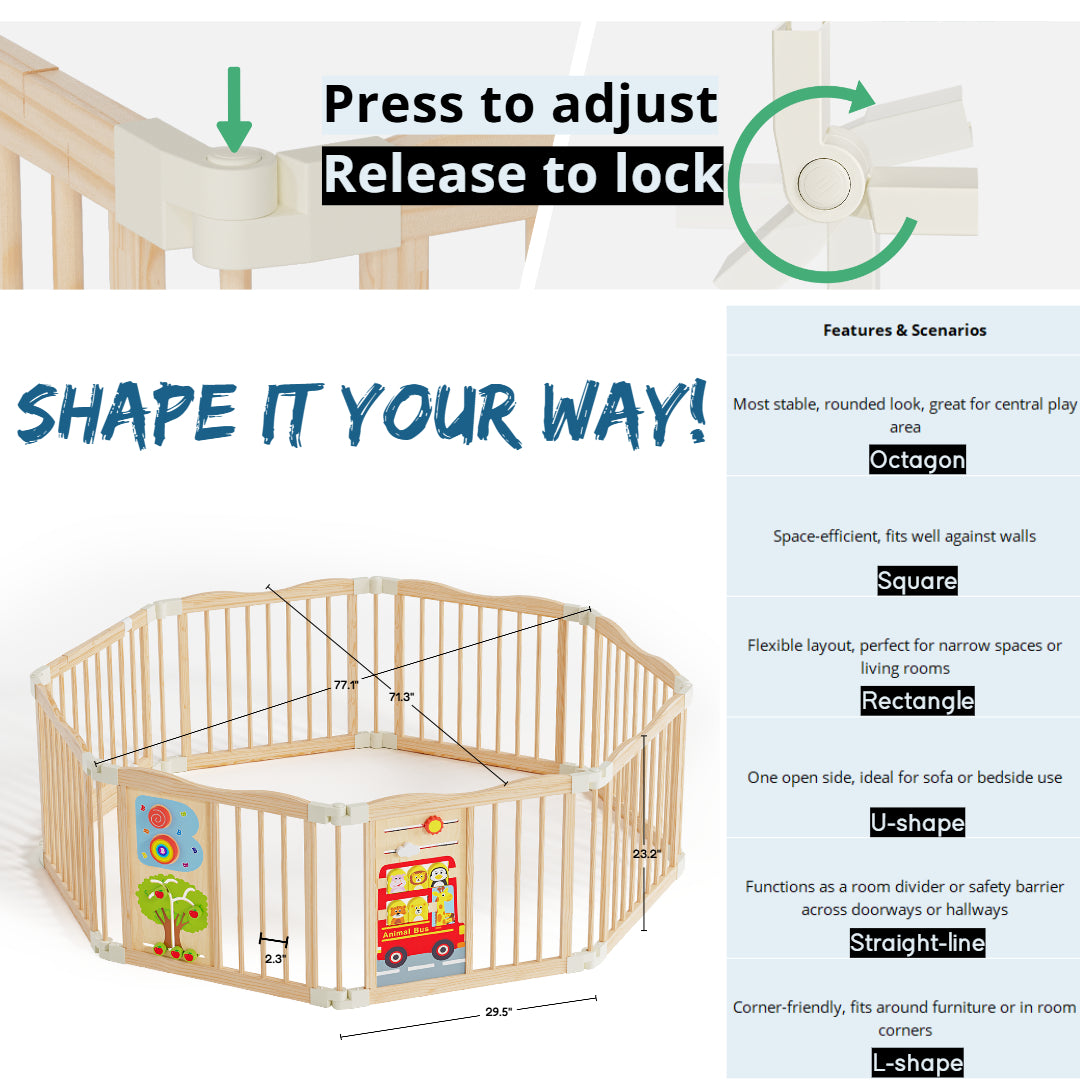 Cocoon - BlueWood® Baby Gate Playpen, Foldable, Busy Board Baby Playpen
